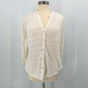 Lucky Brand - White Knit Button Down Top